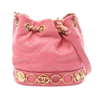 Chanel Shoulder Bag Quilted Pink Lambskin Small Bucket Chain