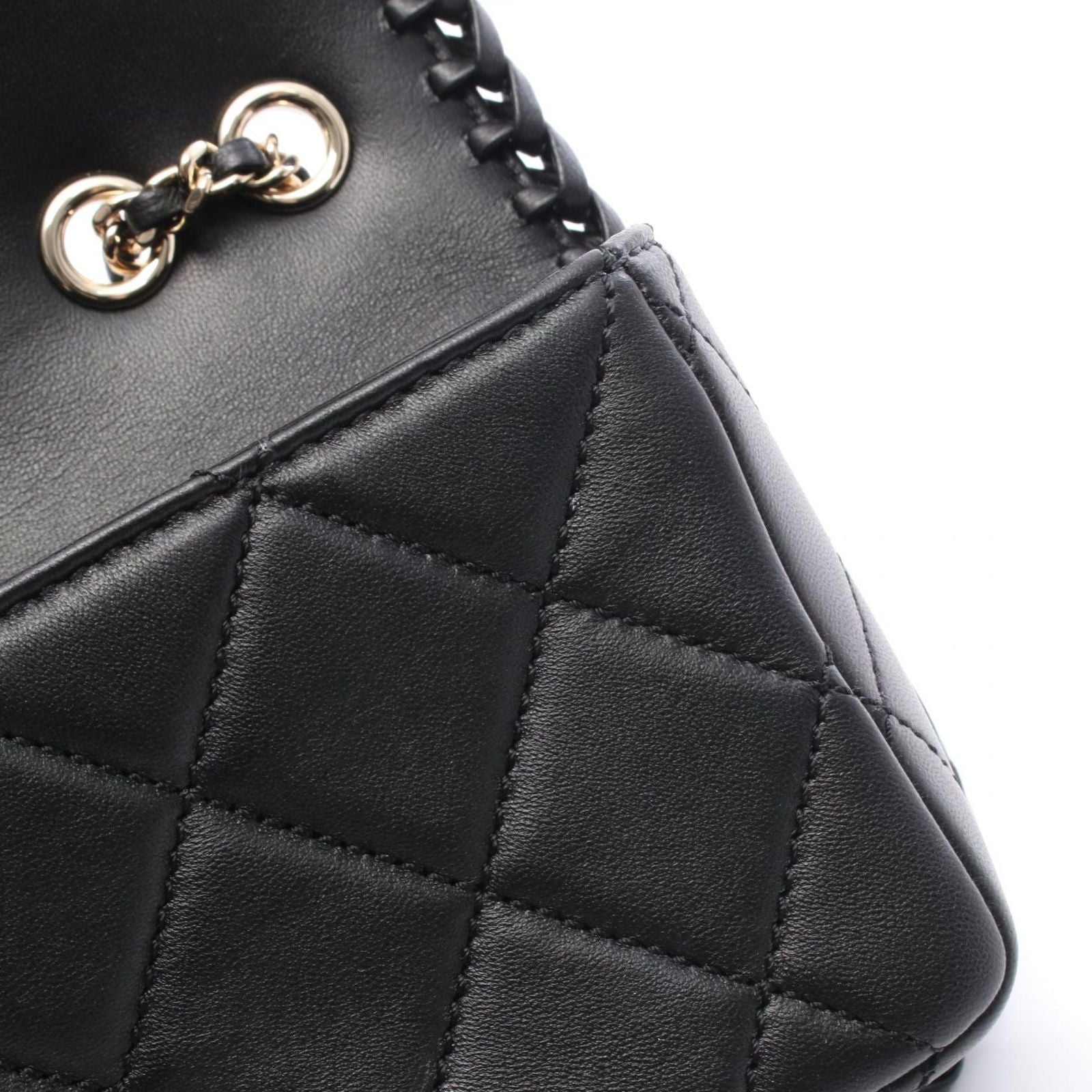 Chanel Shoulder Bag Quilted Full Flap Black Leather Chain — view 7
