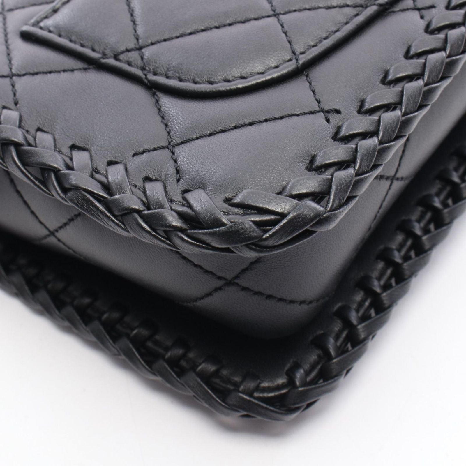 Chanel Shoulder Bag Quilted Full Flap Black Leather Chain — view 8