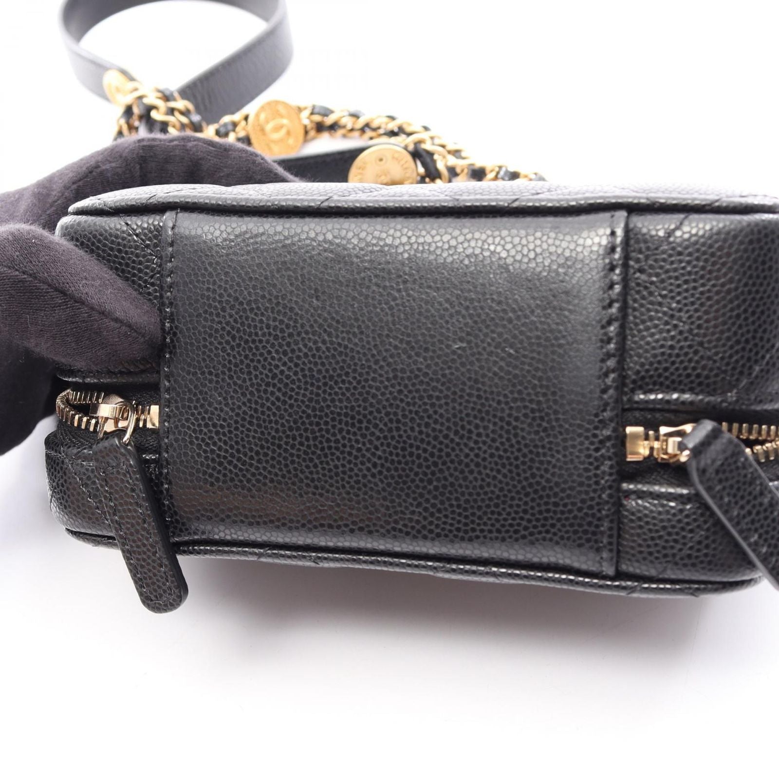 Chanel Shoulder Bag Quilted Mini Black Caviar Leather — view 6