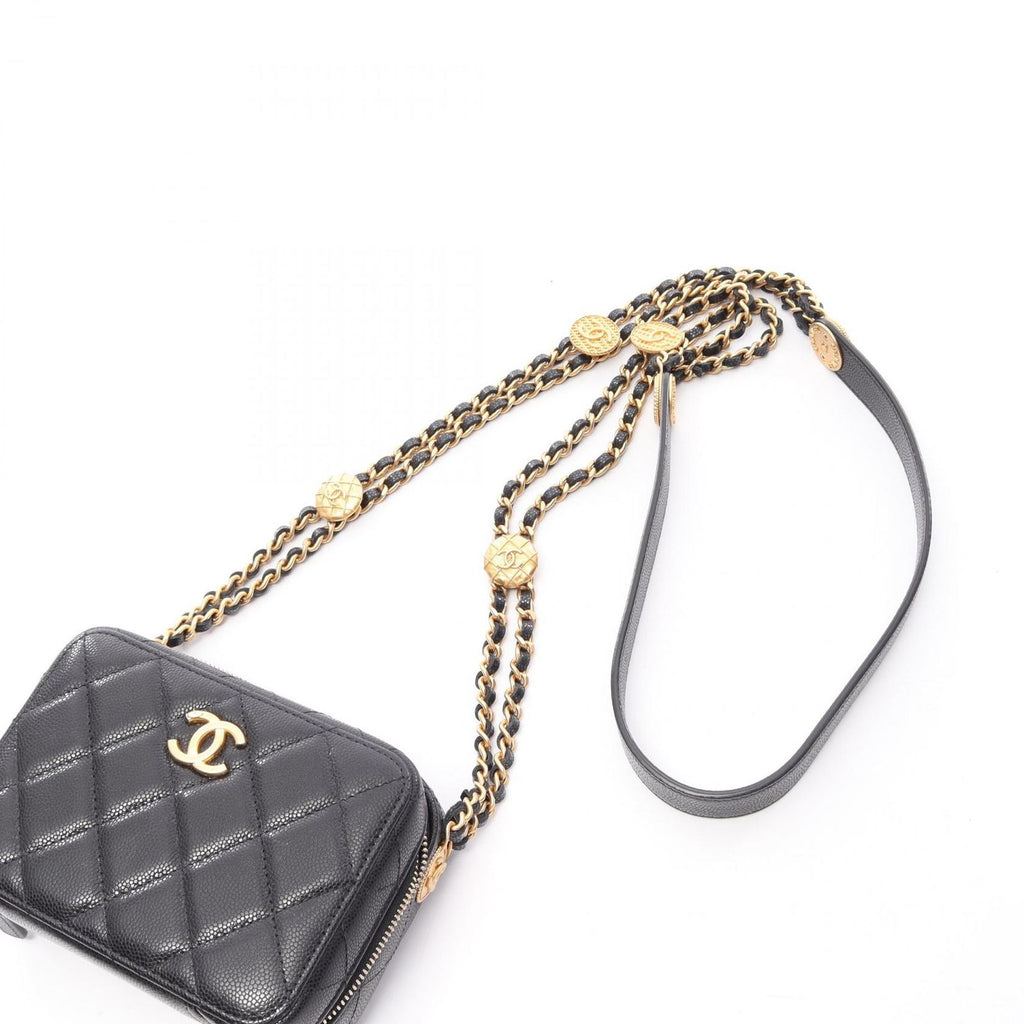 Chanel Shoulder Bag Quilted Mini Black Caviar Leather — view 8