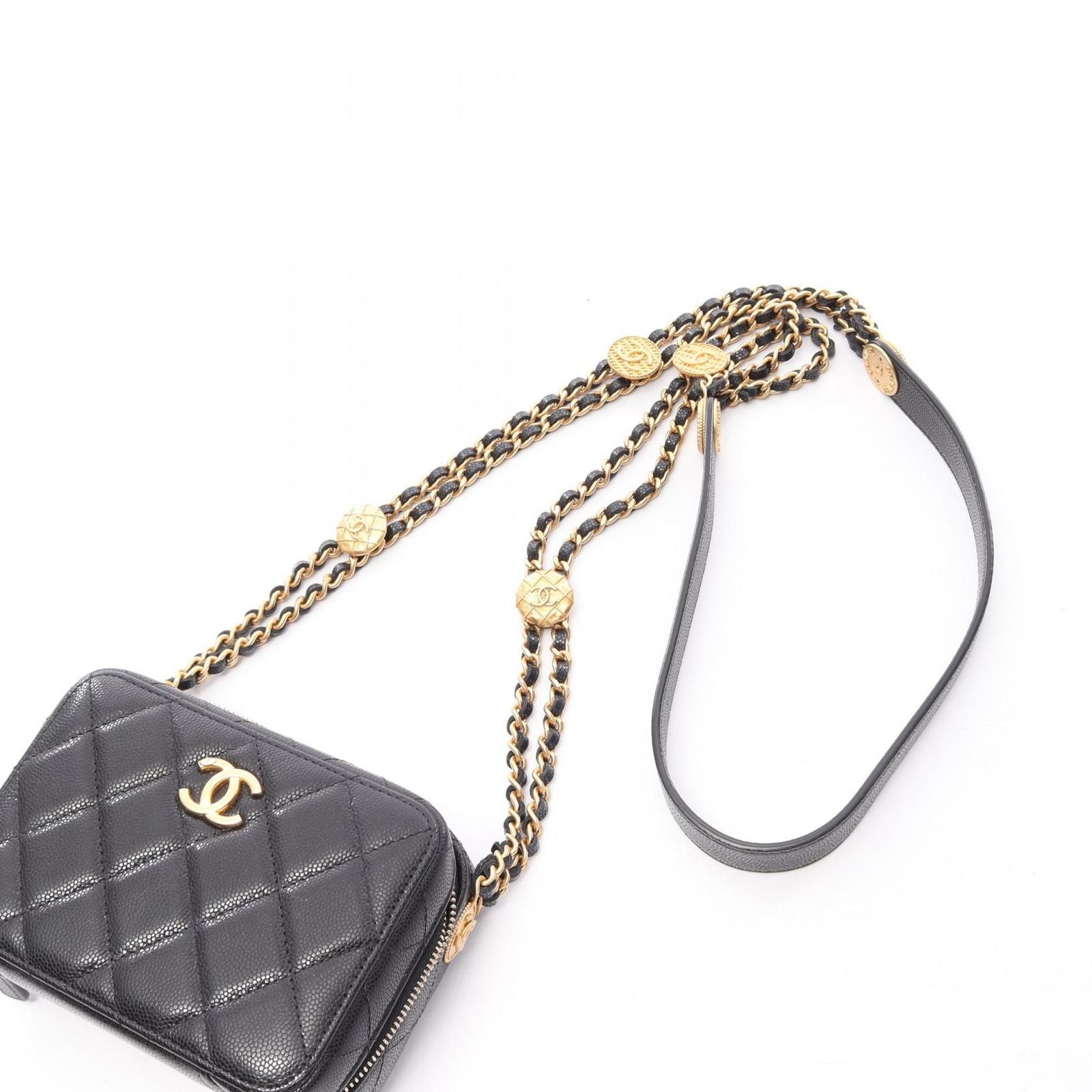 Chanel Shoulder Bag Quilted Mini Black Caviar Leather — view 8