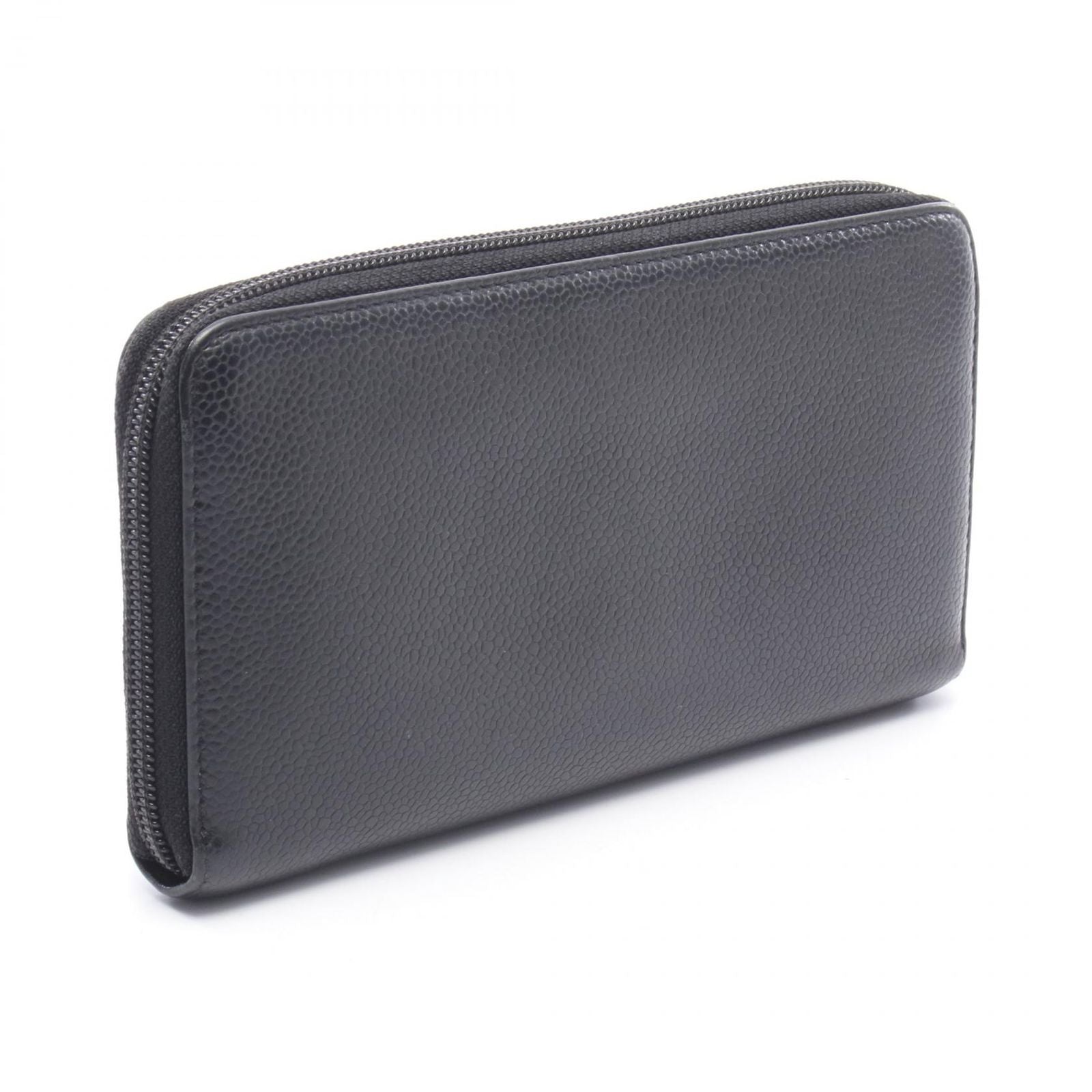 Chanel Round Wallet CC Logo Black Caviar Leather CC — view 2