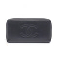 Chanel Round Wallet CC Logo Black Caviar Leather CC