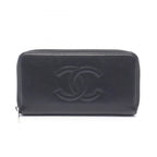 Chanel Round Wallet CC Logo Black Caviar Leather CC