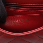 Chanel Shoulder Bag Top Handle Blanc Stitch Mini 2-Way Red Lambskin Top Chain — view 4