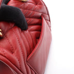 Chanel Shoulder Bag Top Handle Blanc Stitch Mini 2-Way Red Lambskin Top Chain — view 6