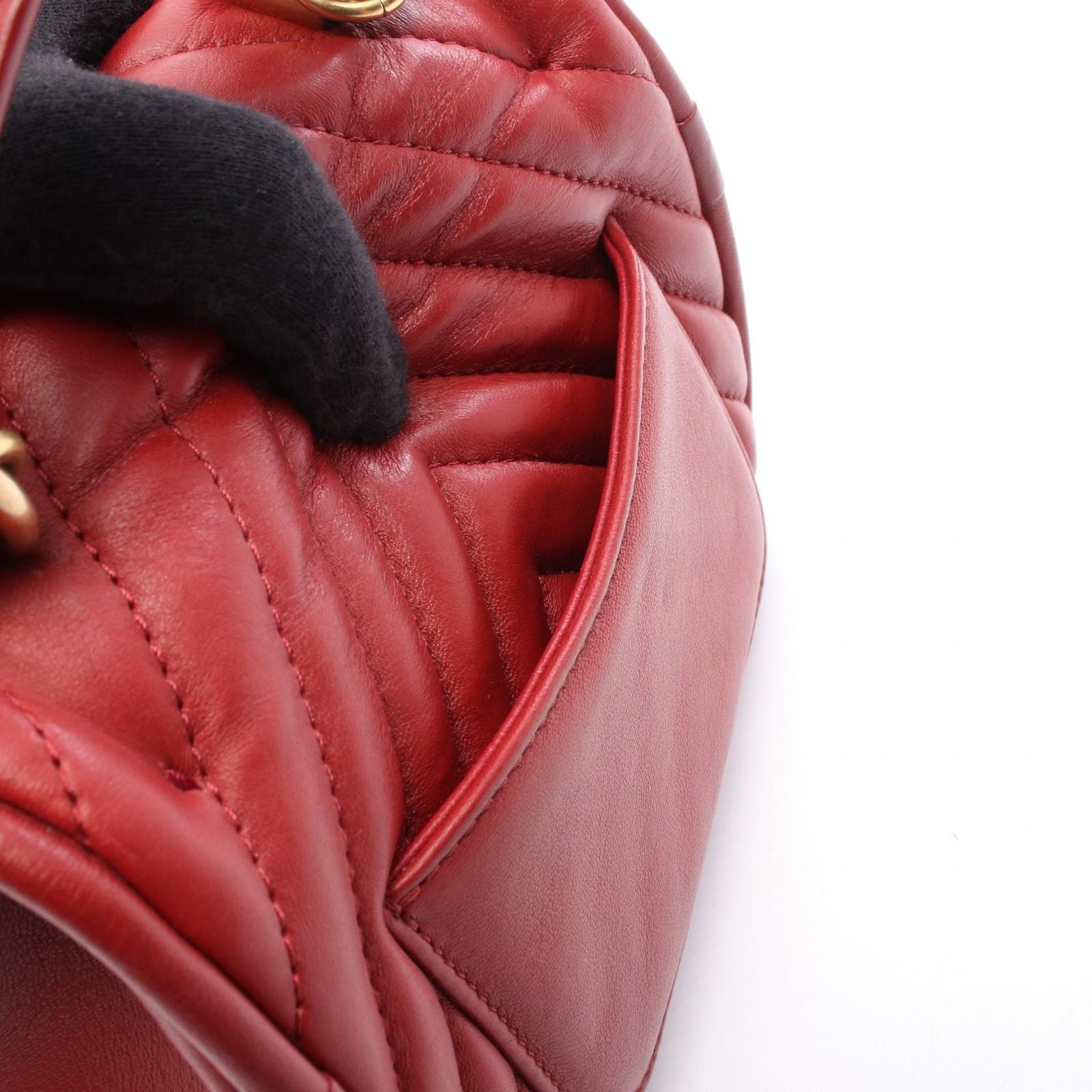 Chanel Shoulder Bag Top Handle Blanc Stitch Mini 2-Way Red Lambskin Top Chain — view 6