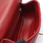 Chanel Shoulder Bag Top Handle Blanc Stitch Mini 2-Way Red Lambskin Top Chain — view 3