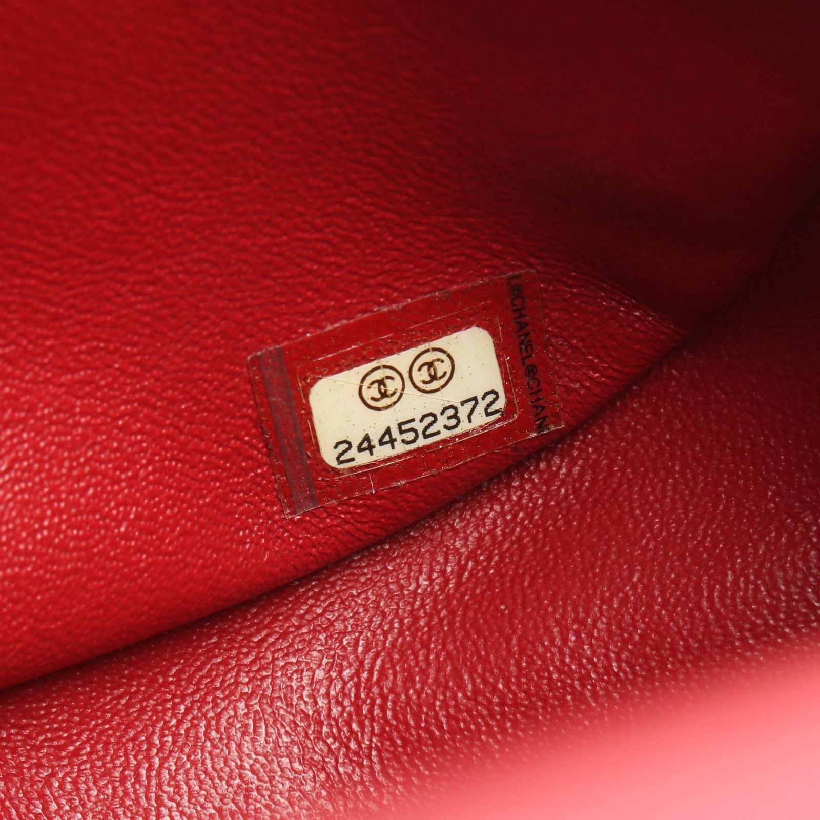 Chanel Shoulder Bag Top Handle Blanc Stitch Mini 2-Way Red Lambskin Top Chain — view 5
