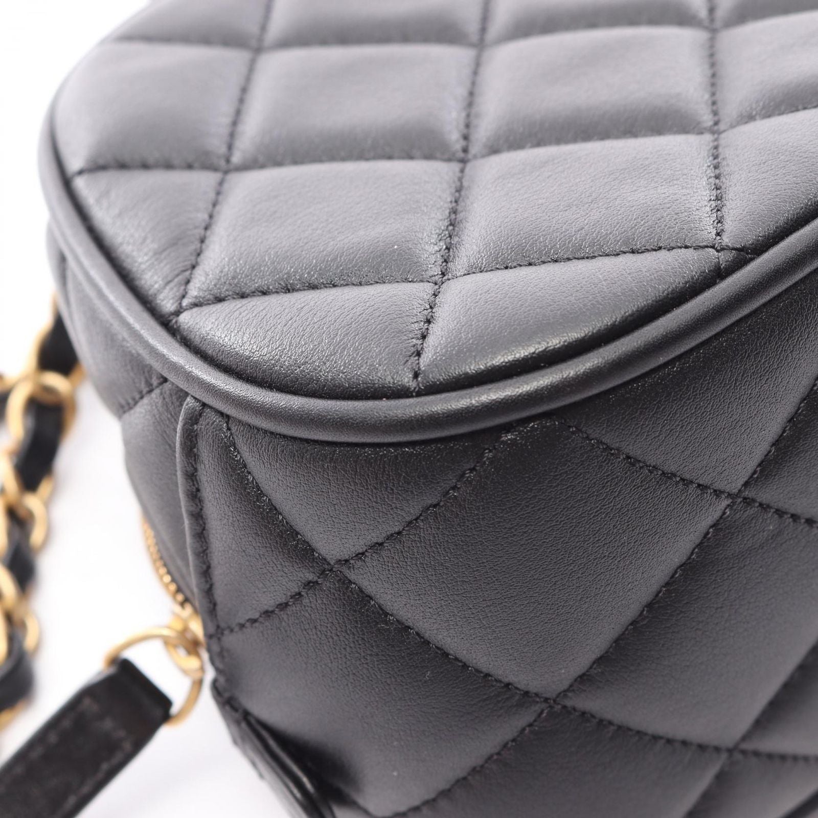 Chanel Shoulder Bag Quilted Mini Bowling 2-Way Black Lambskin — view 8
