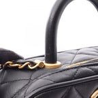 Chanel Shoulder Bag Quilted Mini Bowling 2-Way Black Lambskin — view 7