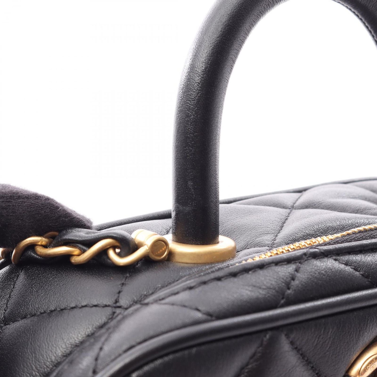 Chanel Shoulder Bag Quilted Mini Bowling 2-Way Black Lambskin — view 7