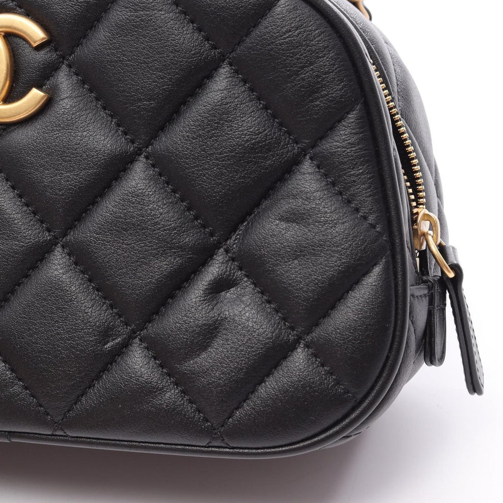 Chanel Shoulder Bag Quilted Mini Bowling 2-Way Black Lambskin — view 6