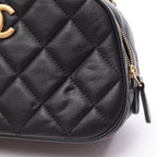 Chanel Shoulder Bag Quilted Mini Bowling 2-Way Black Lambskin — view 6