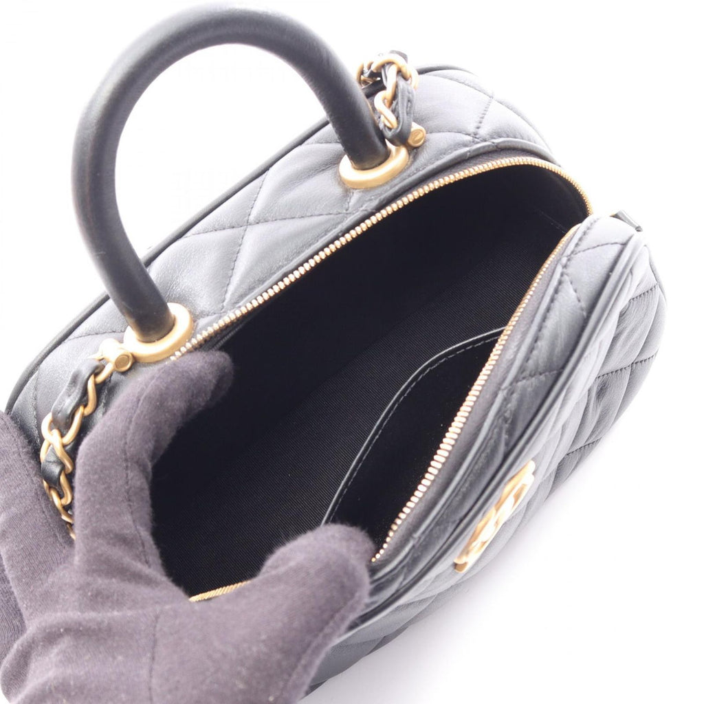 Chanel Shoulder Bag Quilted Mini Bowling 2-Way Black Lambskin — view 3