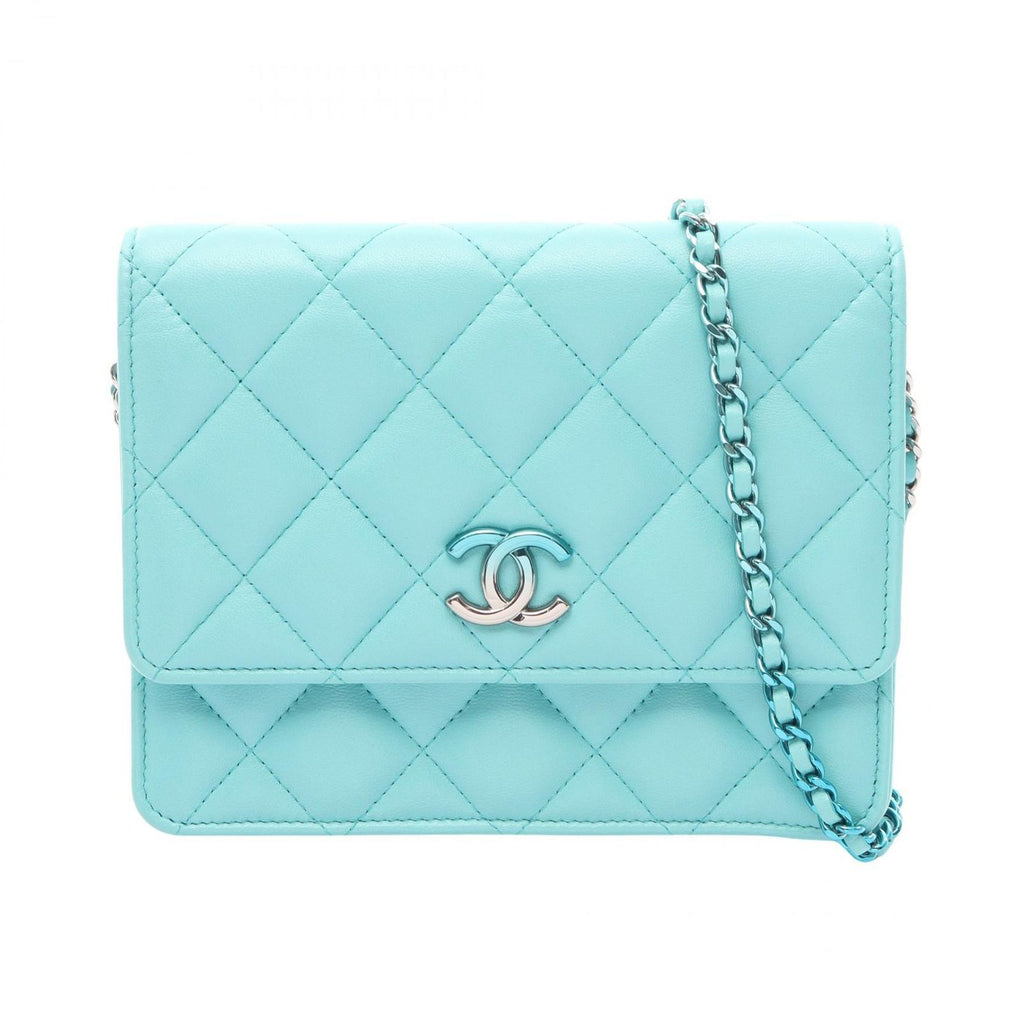 Chanel Shoulder Bag Matelasse Cobalt Blue Lambskin Chain Wallet