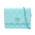 Chanel Shoulder Bag Matelasse Cobalt Blue Lambskin Chain Wallet