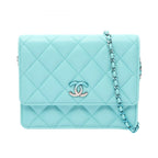 Chanel Shoulder Bag Matelasse Cobalt Blue Lambskin Chain Wallet