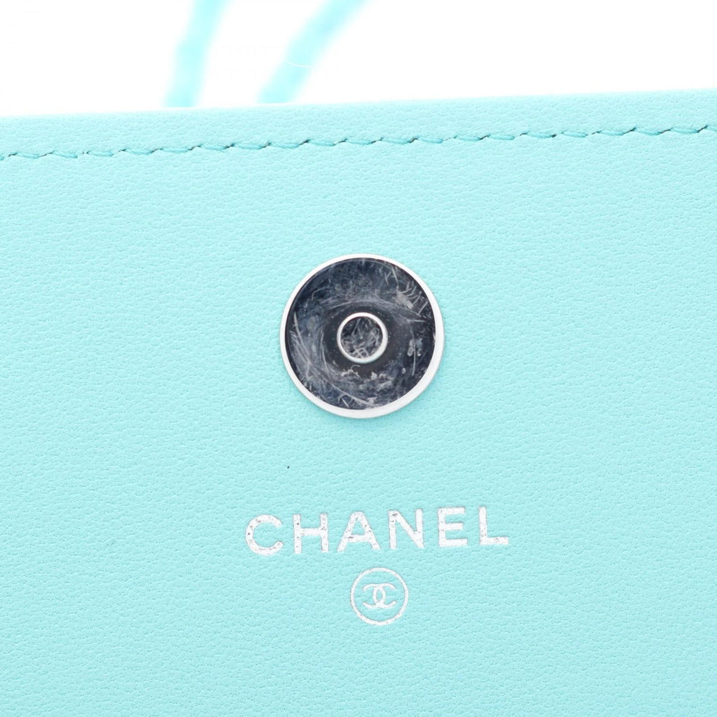 Chanel Shoulder Bag Matelasse Cobalt Blue Lambskin Chain Wallet — view 8