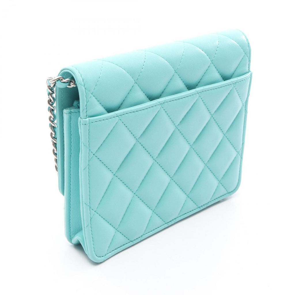 Chanel Shoulder Bag Matelasse Cobalt Blue Lambskin Chain Wallet — view 2