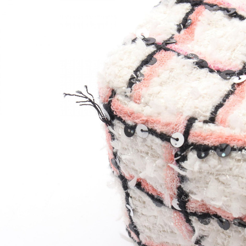 Chanel Shoulder Bag Mini Quilted 20 White Pink Black Fabric Leather Chain — view 8
