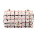Chanel Shoulder Bag Mini Quilted 20 White Pink Black Fabric Leather Chain