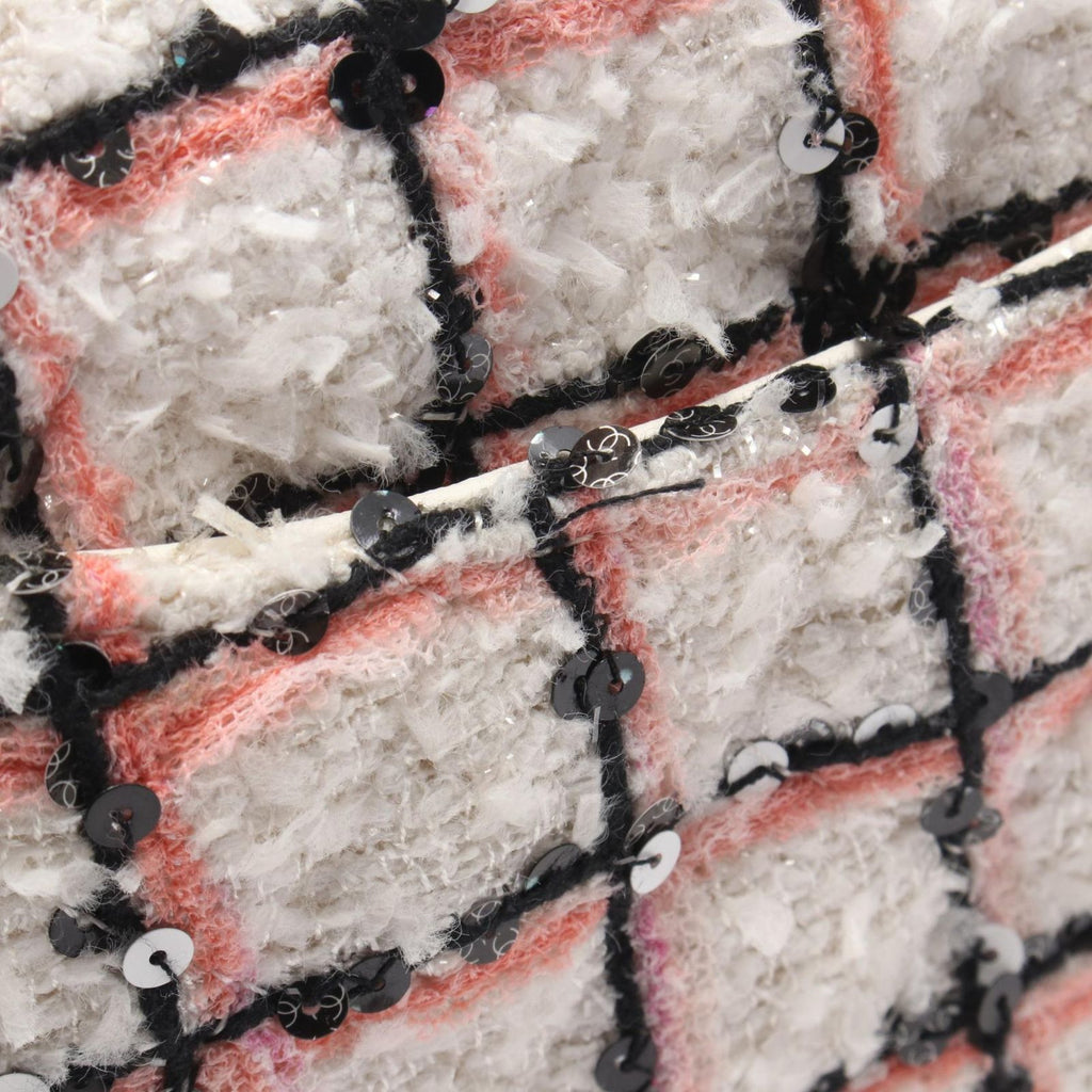 Chanel Shoulder Bag Mini Quilted 20 White Pink Black Fabric Leather Chain — view 7