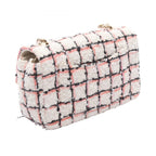 Chanel Shoulder Bag Mini Quilted 20 White Pink Black Fabric Leather Chain — view 2