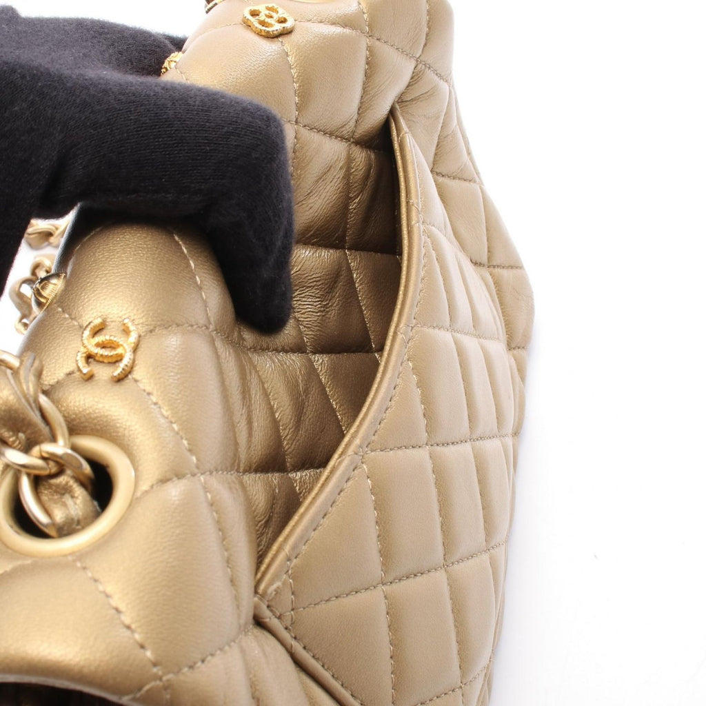 Chanel Shoulder Bag Mini Quilted 20 Gold Leather Mini Icon Charm Chain — view 6