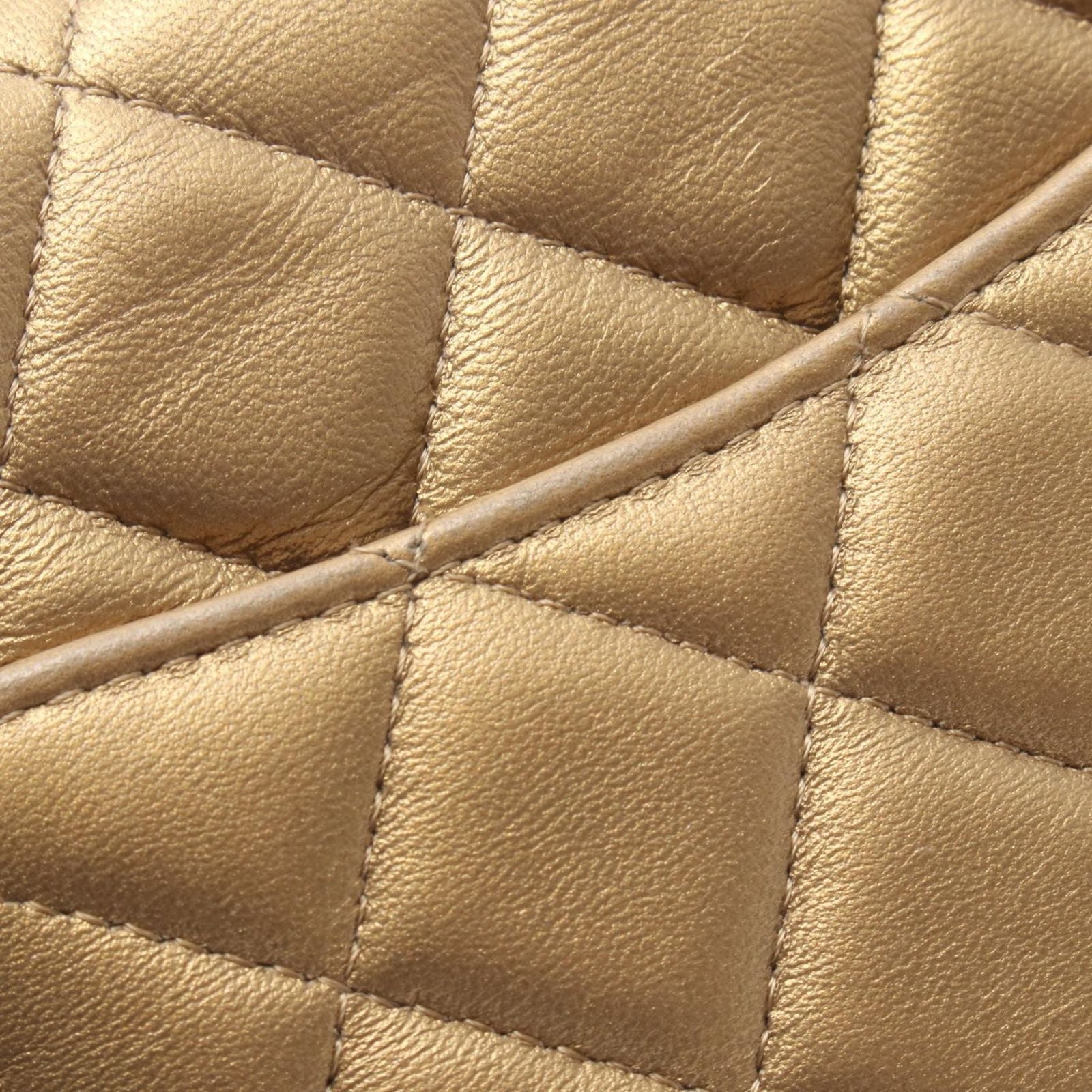 Chanel Shoulder Bag Mini Quilted 20 Gold Leather Mini Icon Charm Chain — view 9