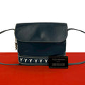 Saint Laurent Cutout Logo Charm Leather Shoulder Bag Navy