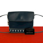 Saint Laurent Cutout Logo Charm Leather Shoulder Bag Navy