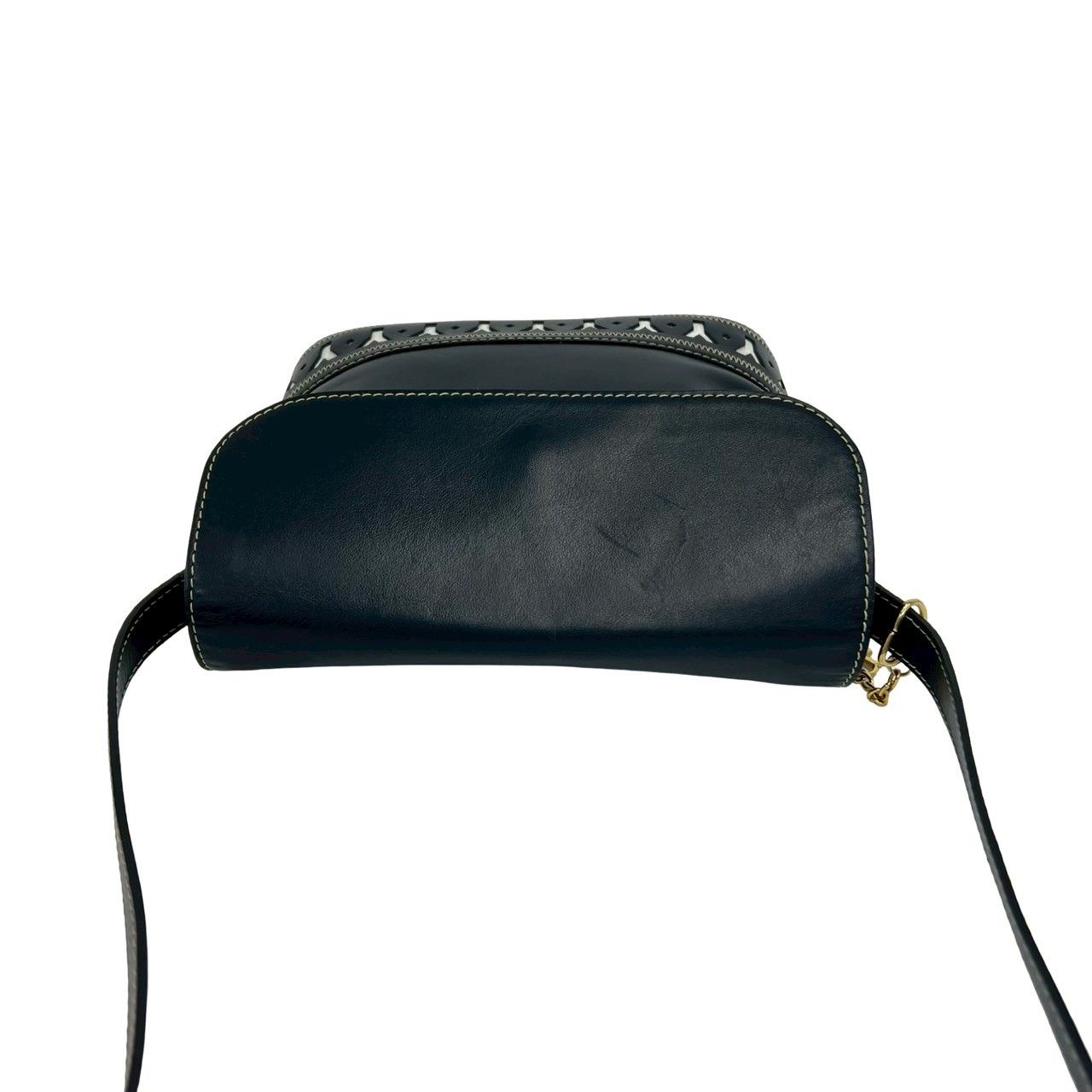Saint Laurent Cutout Logo Charm Leather Shoulder Bag Navy — view 4