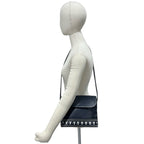 Saint Laurent Cutout Logo Charm Leather Shoulder Bag Navy — view 2