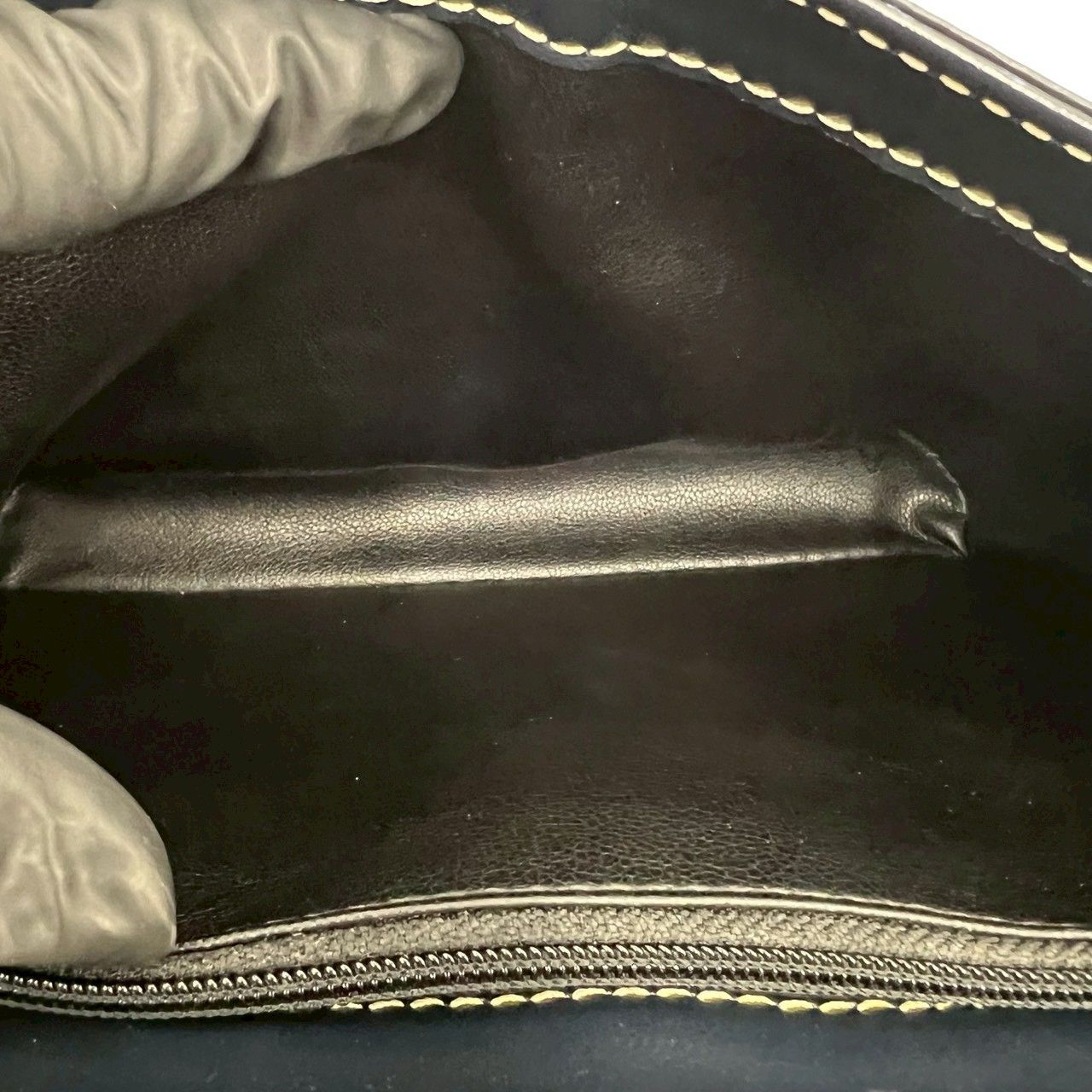 Saint Laurent Cutout Logo Charm Leather Shoulder Bag Navy — view 9