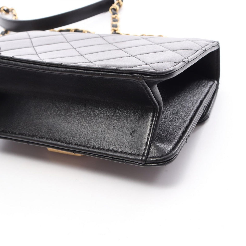 Chanel Shoulder Bag Quilted Black Lambskin Mini Chain — view 9