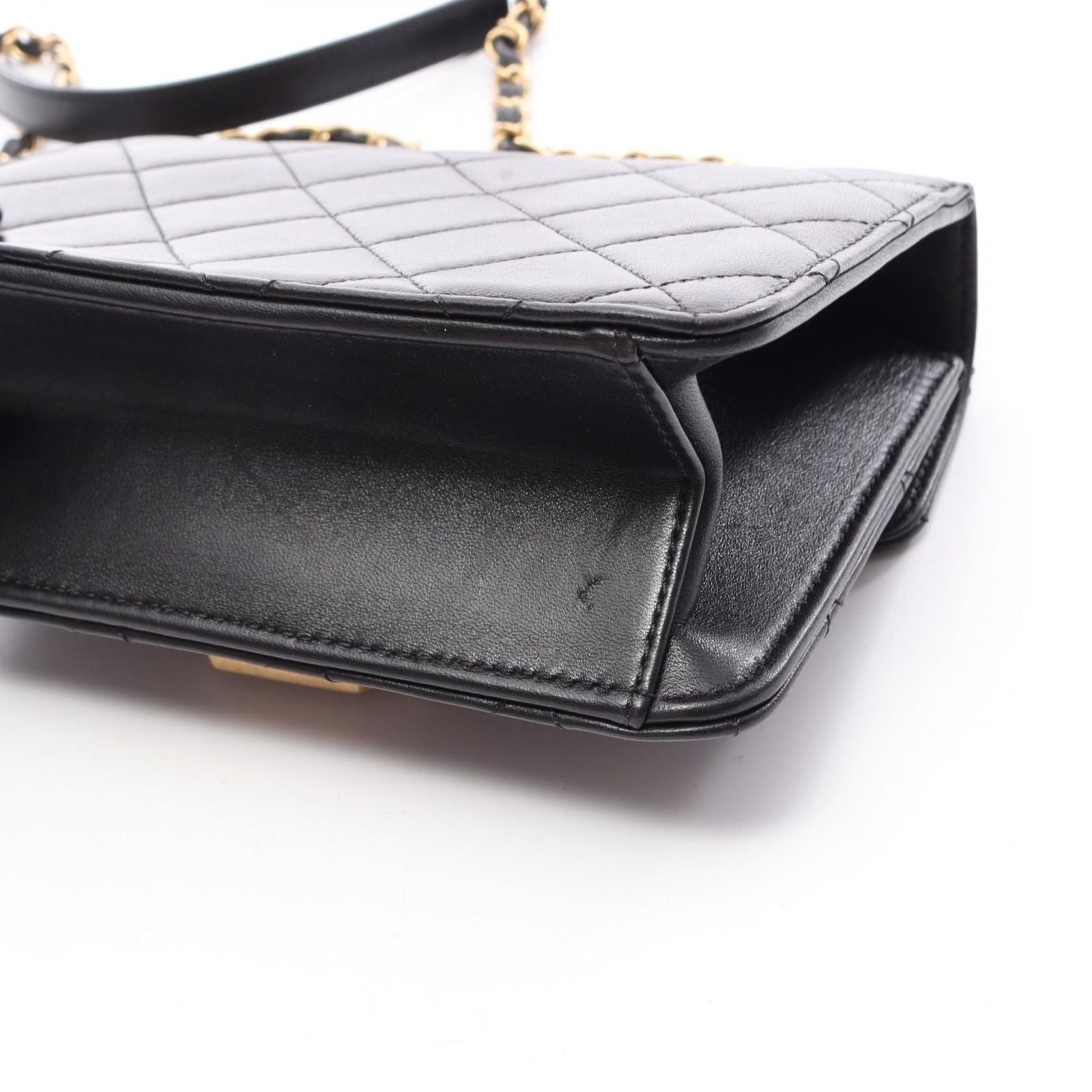 Chanel Shoulder Bag Quilted Black Lambskin Mini Chain — view 9