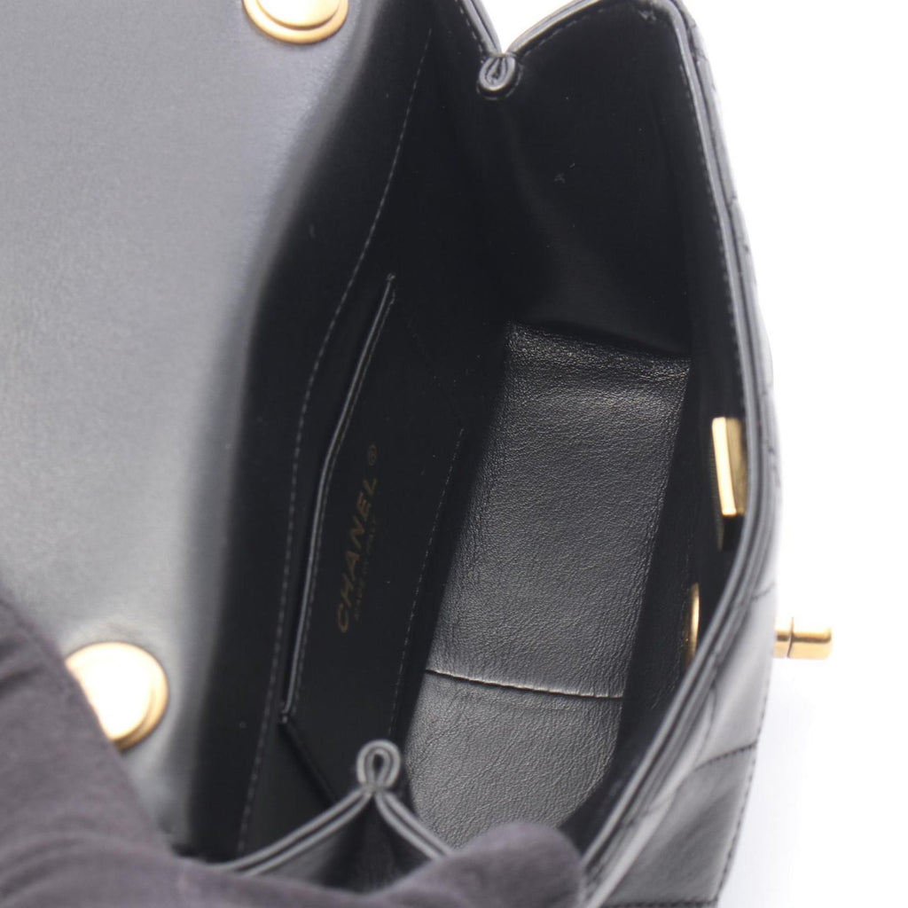 Chanel Shoulder Bag Mini Flap Quilted Black Lambskin Small Chain — view 3