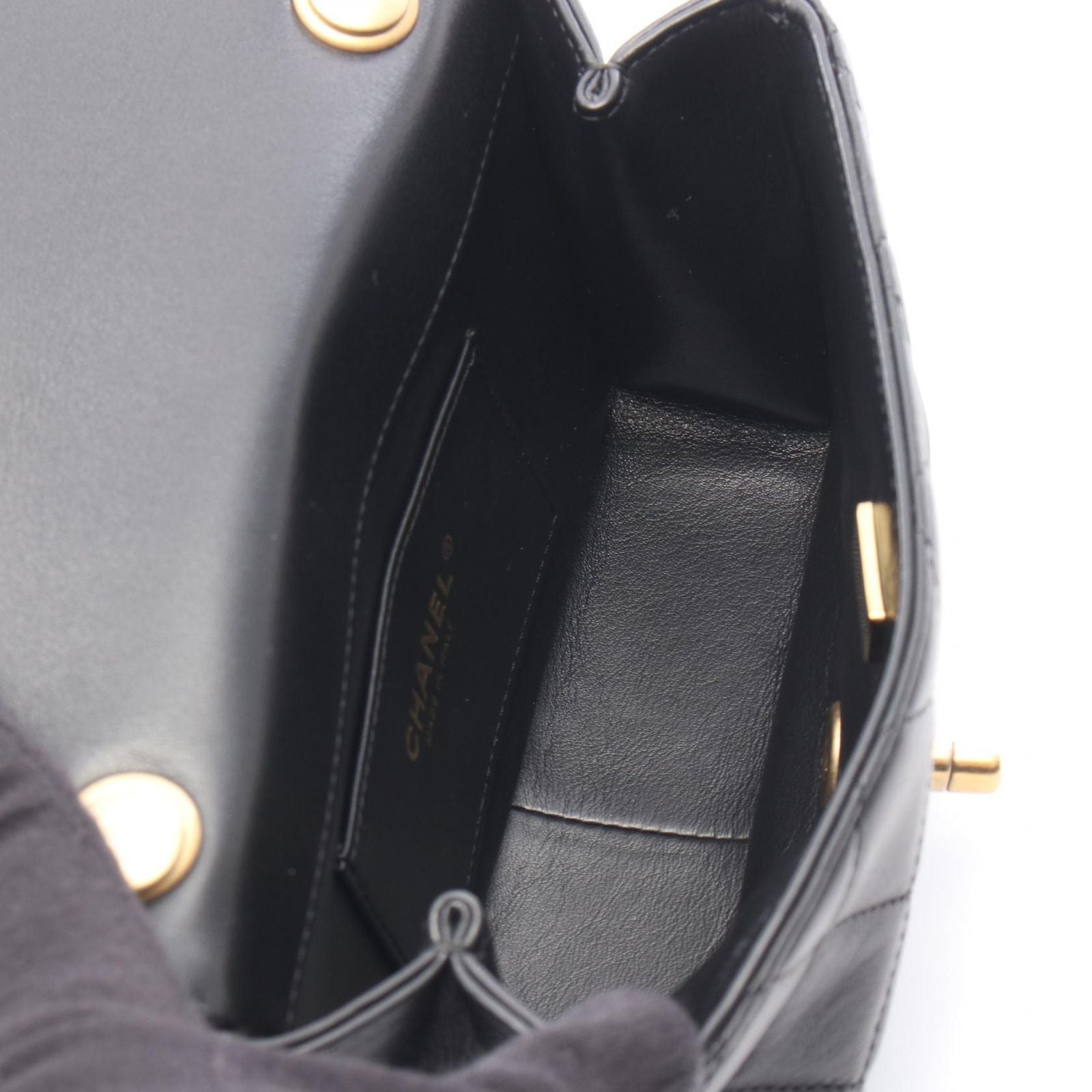 Chanel Shoulder Bag Mini Flap Quilted Black Lambskin Small Chain — view 3