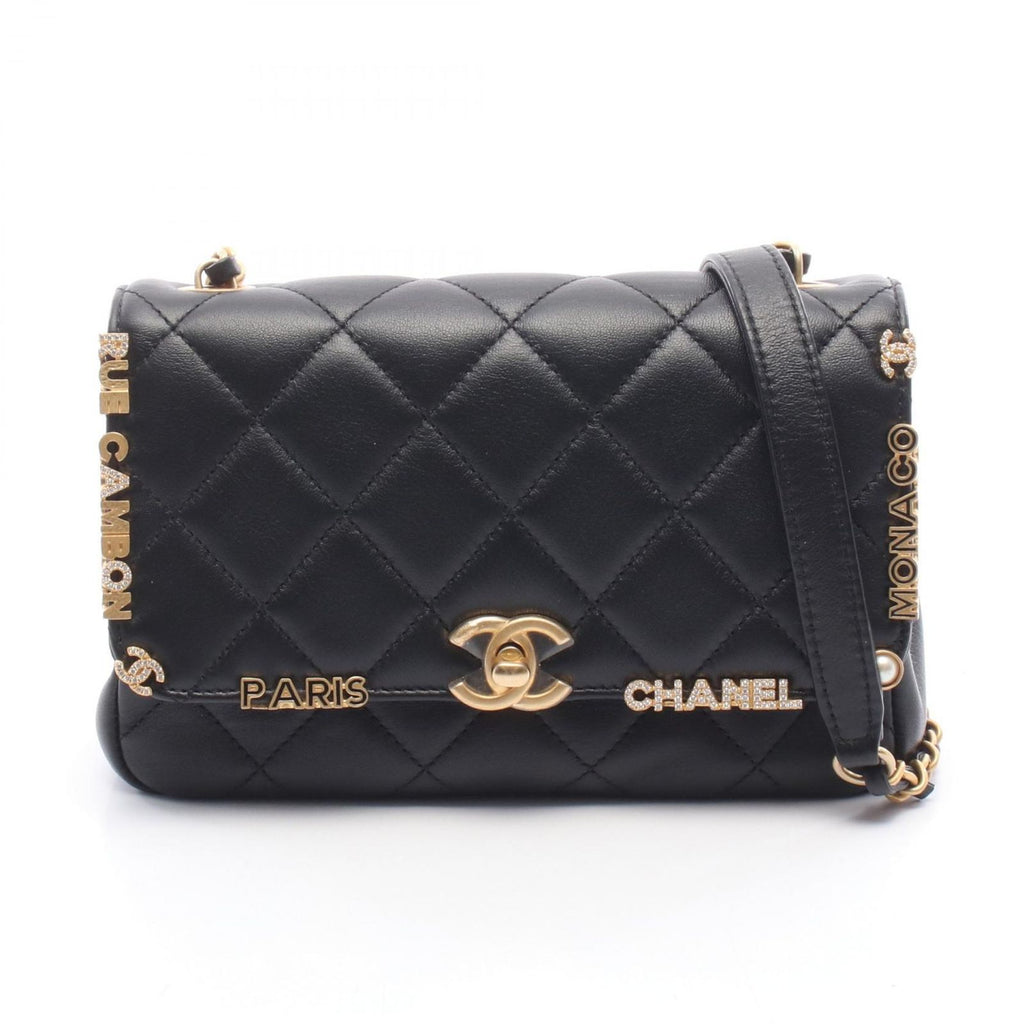 Chanel Shoulder Bag Mini Flap Quilted Black Lambskin Small Chain