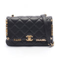 Chanel Shoulder Bag Mini Flap Quilted Black Lambskin Small Chain