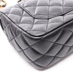 Chanel Shoulder Bag Quilted Top Handle 2-Way Black Lambskin Chain — view 8
