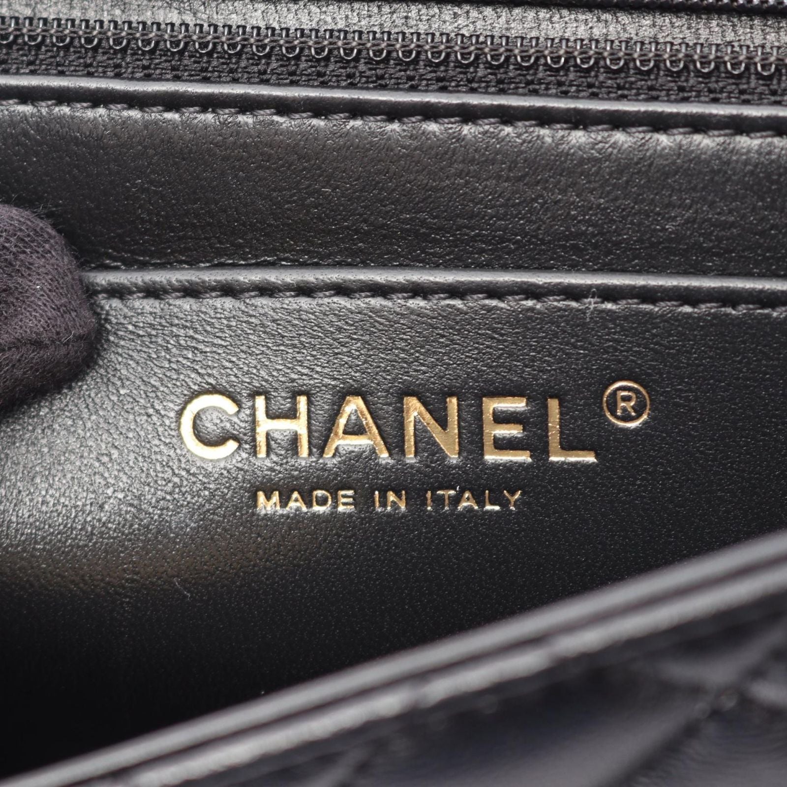 Chanel Shoulder Bag Quilted Top Handle 2-Way Black Lambskin Chain — view 4