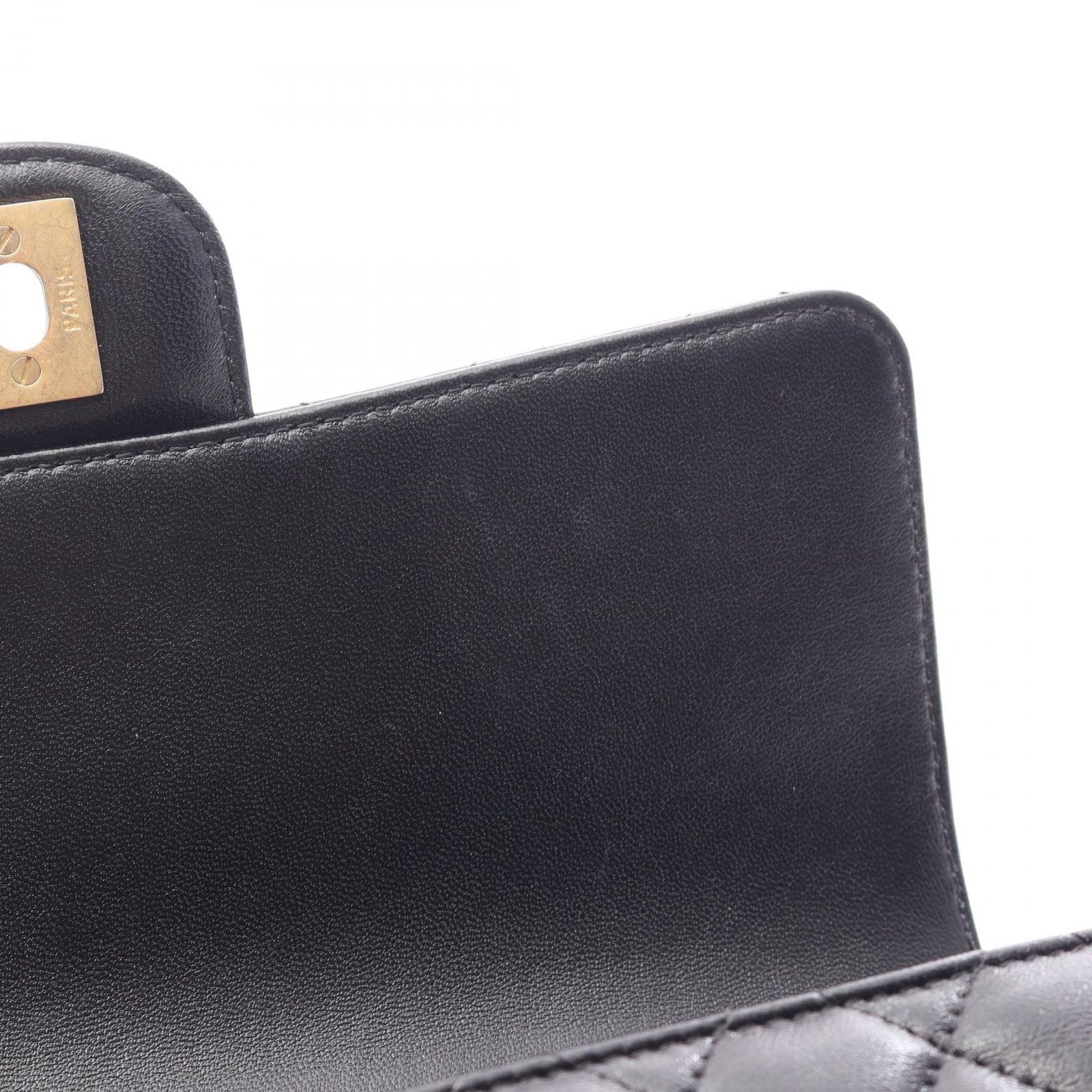 Chanel Shoulder Bag Quilted Top Handle 2-Way Black Lambskin Chain — view 7