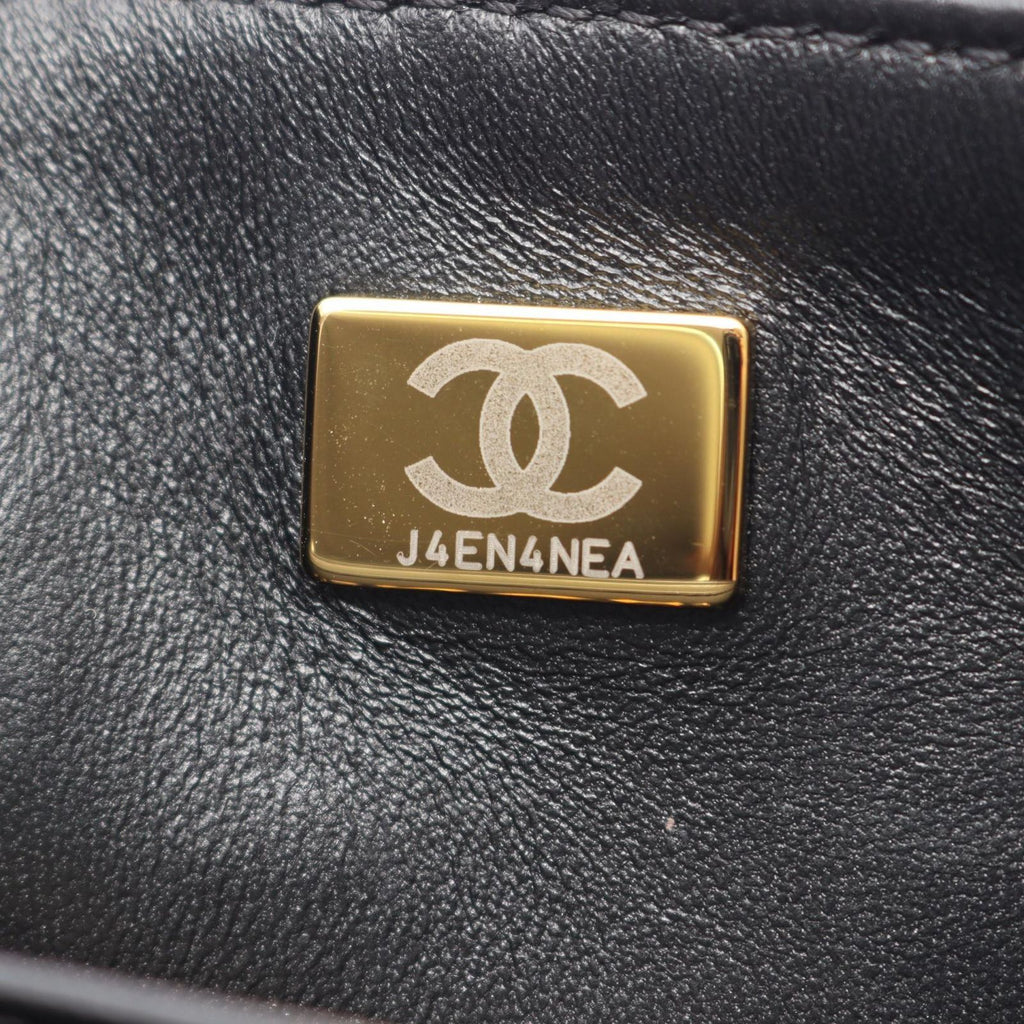 Chanel Shoulder Bag Quilted Top Handle 2-Way Black Lambskin Chain — view 5
