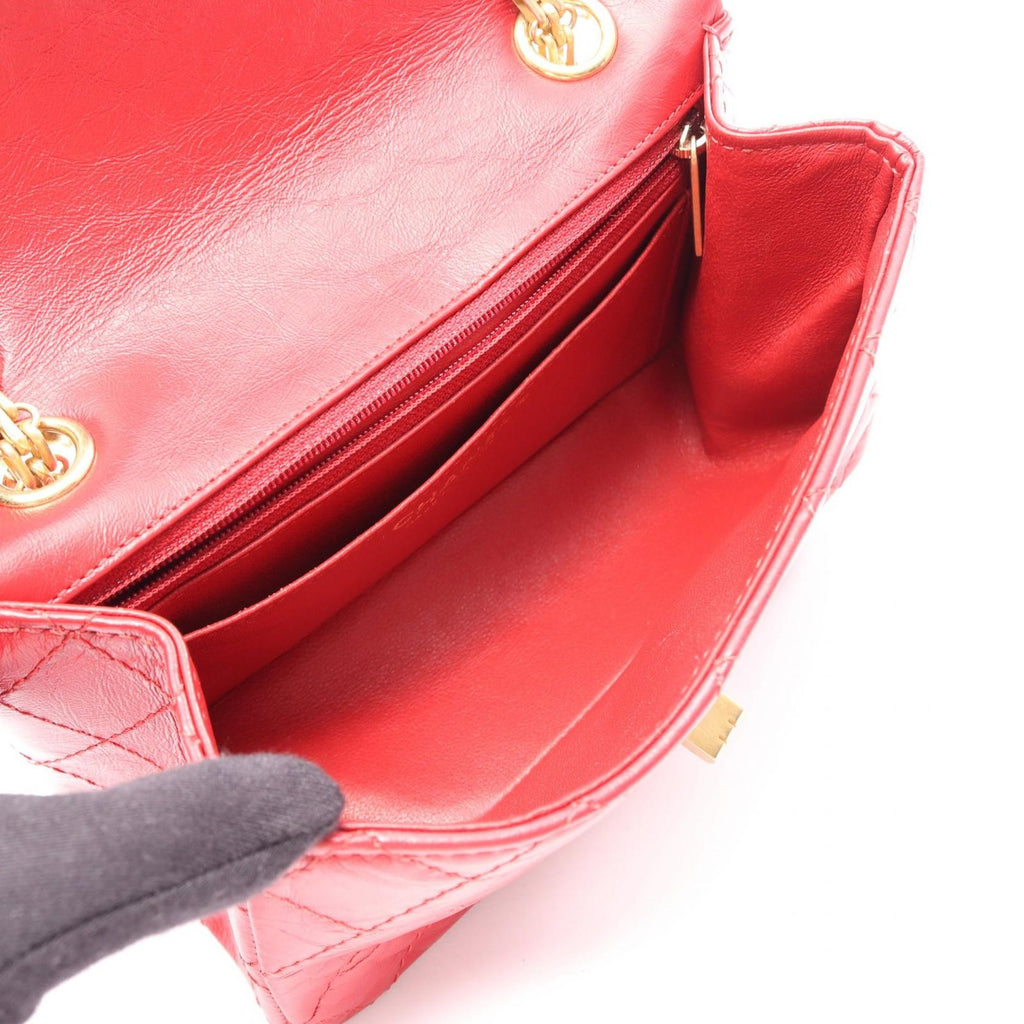 Chanel Shoulder Bag 2.55 Red Calf Mini Quilted Chain — view 3