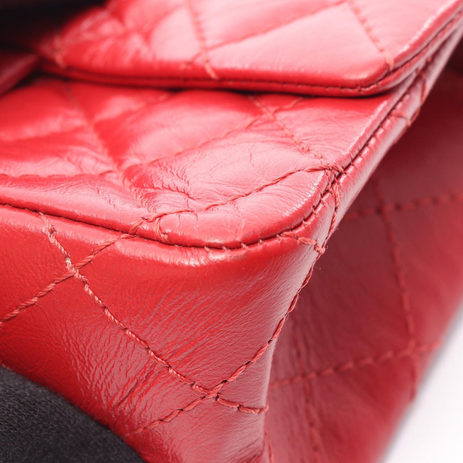 Chanel Shoulder Bag 2.55 Red Calf Mini Quilted Chain — view 9