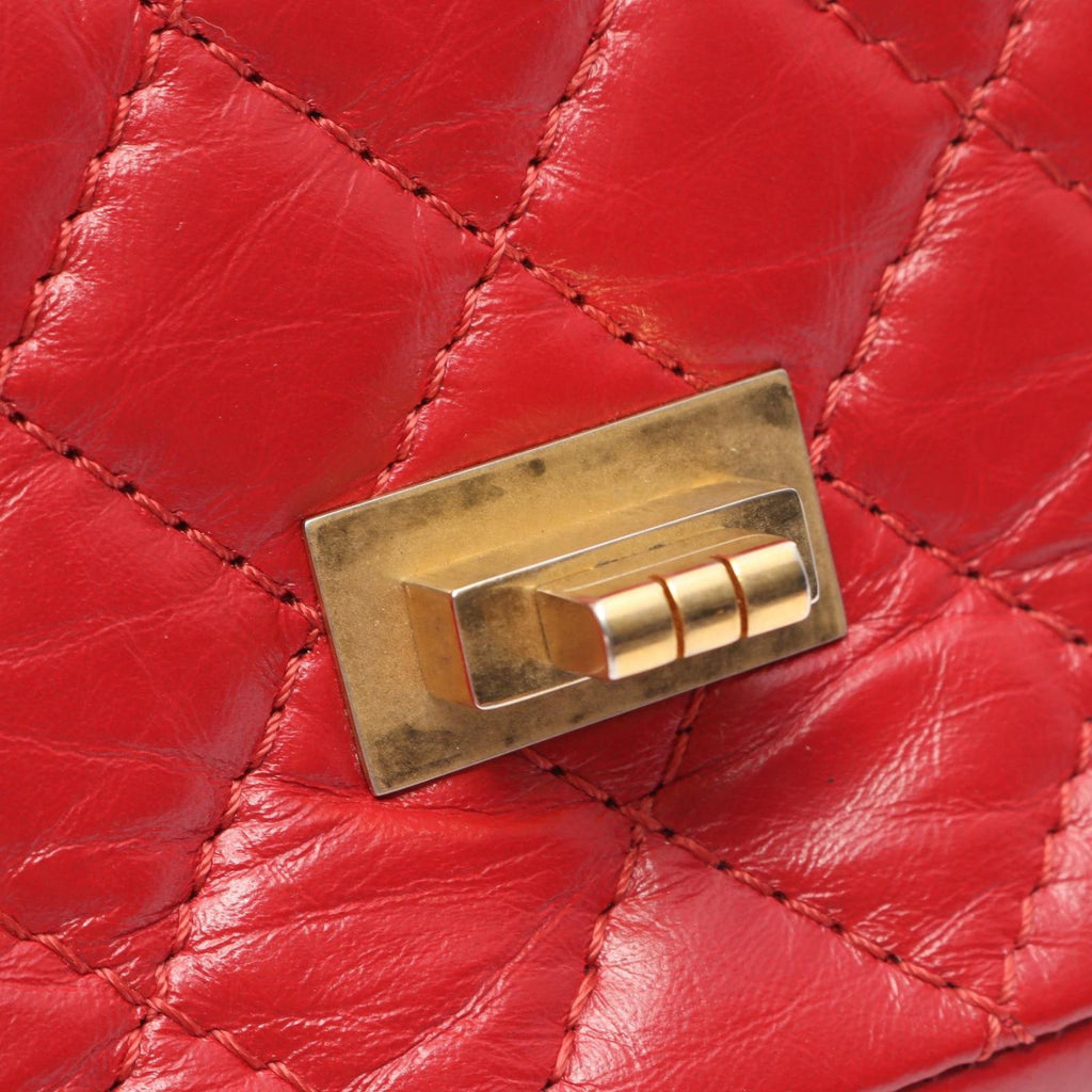 Chanel Shoulder Bag 2.55 Red Calf Mini Quilted Chain — view 7