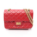 Chanel Shoulder Bag 2.55 Red Calf Mini Quilted Chain